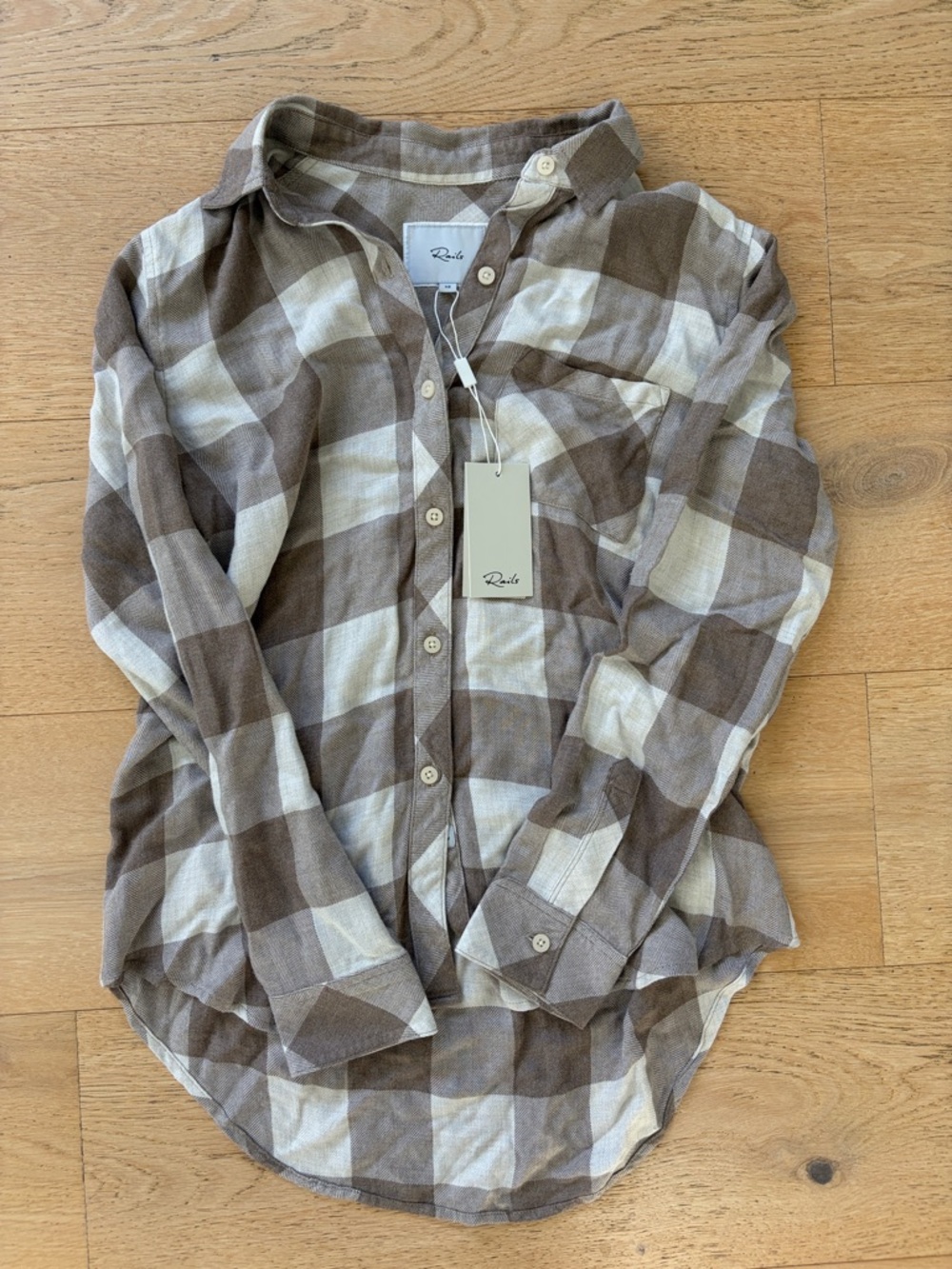 Rails Brown & Cream Plaid Button-Down Shirt